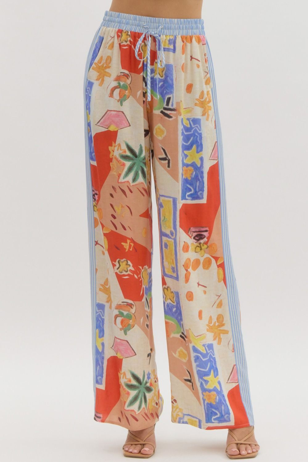 Patterned Wide Leg Pants