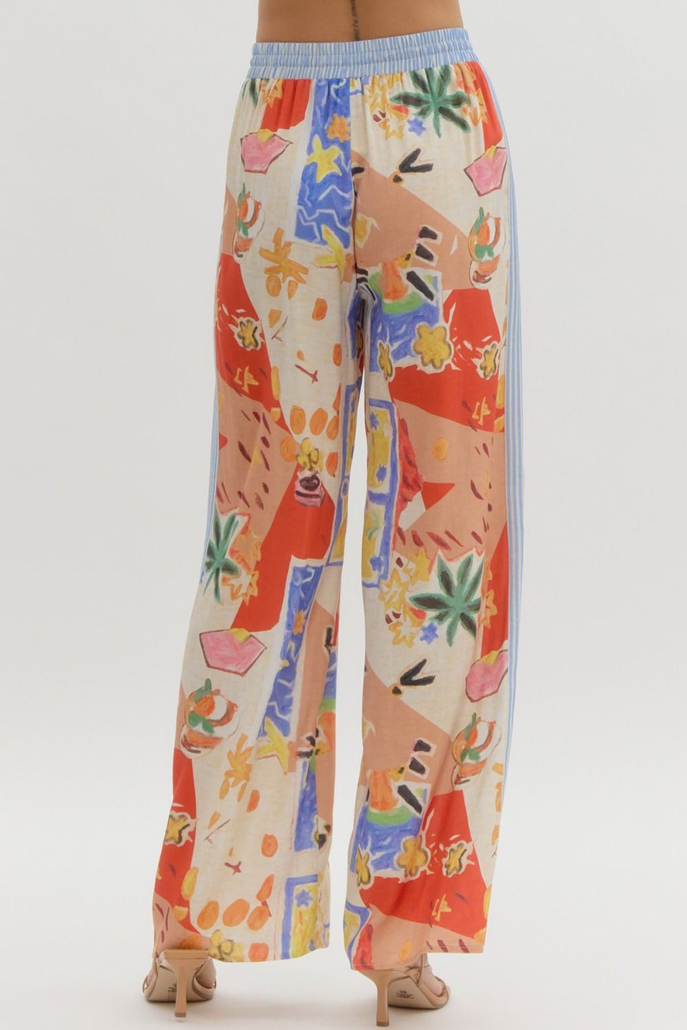 Patterned Wide Leg Pants