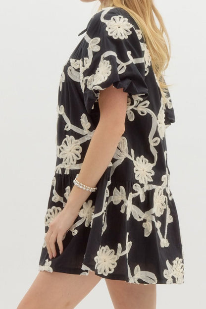 Black Floral Mini Dress