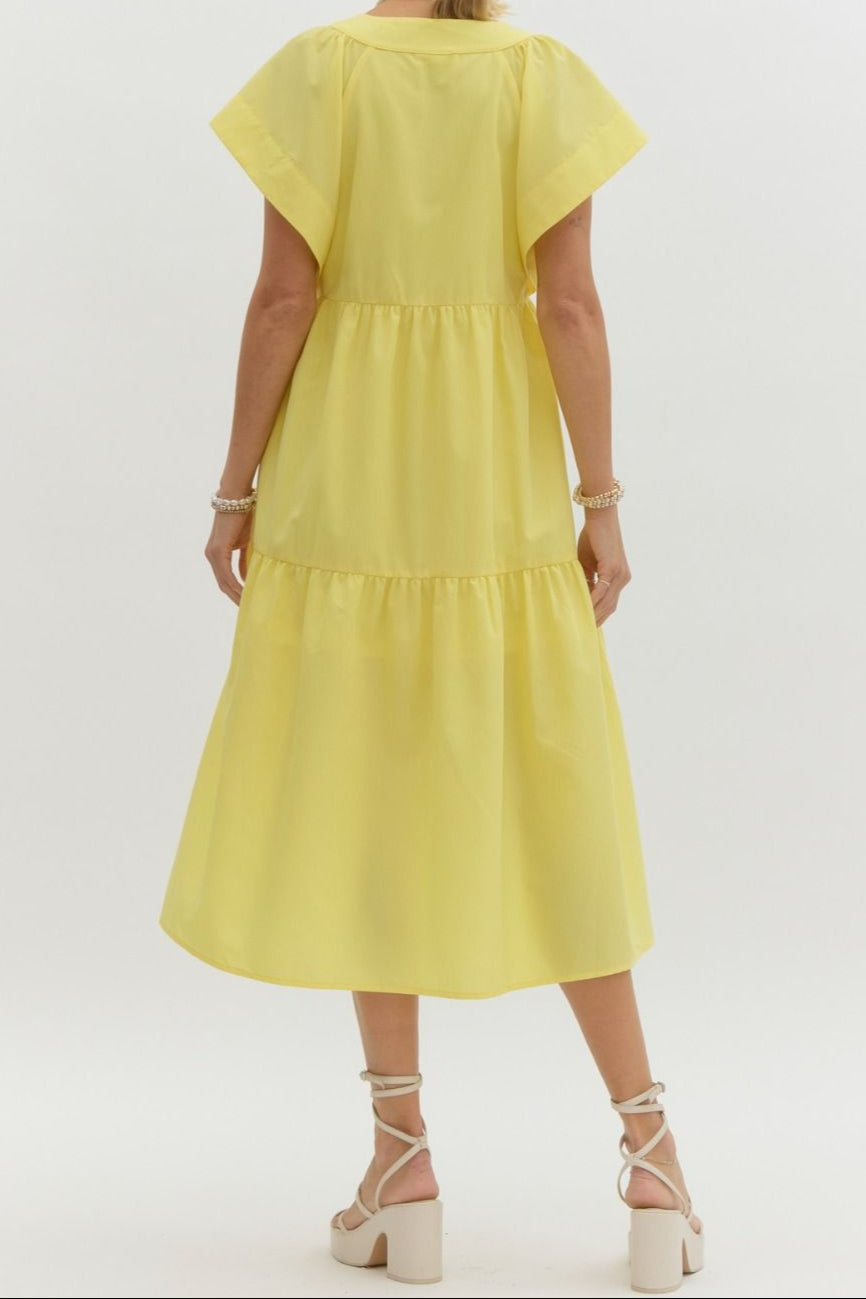 Yellow Tiered Midi Dress