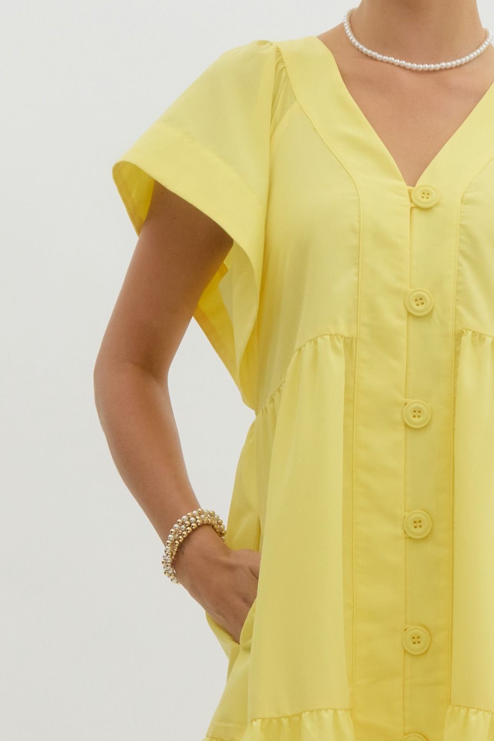 Yellow Tiered Midi Dress