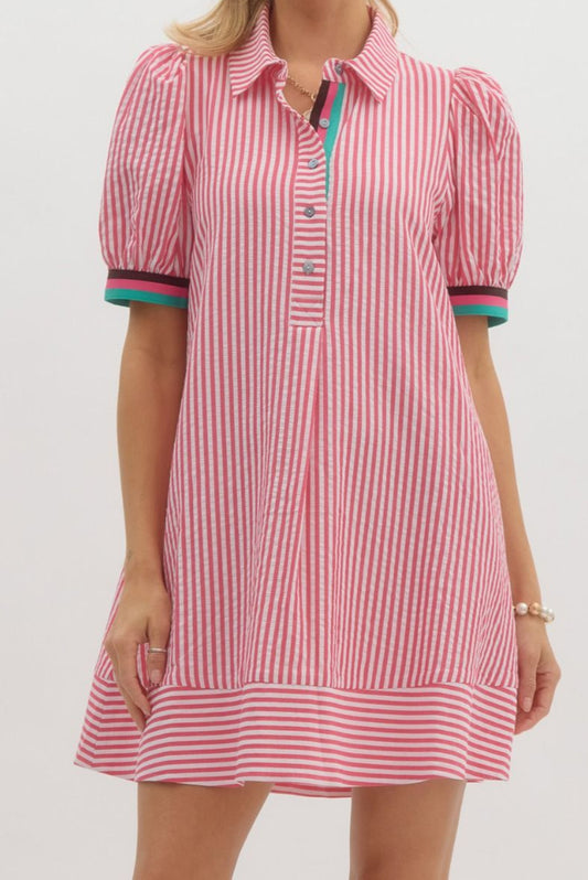 Pink Striped Mini Dress