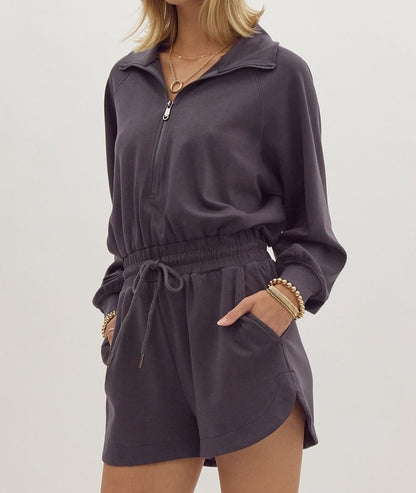 Charcoal Long Sleeve Romper