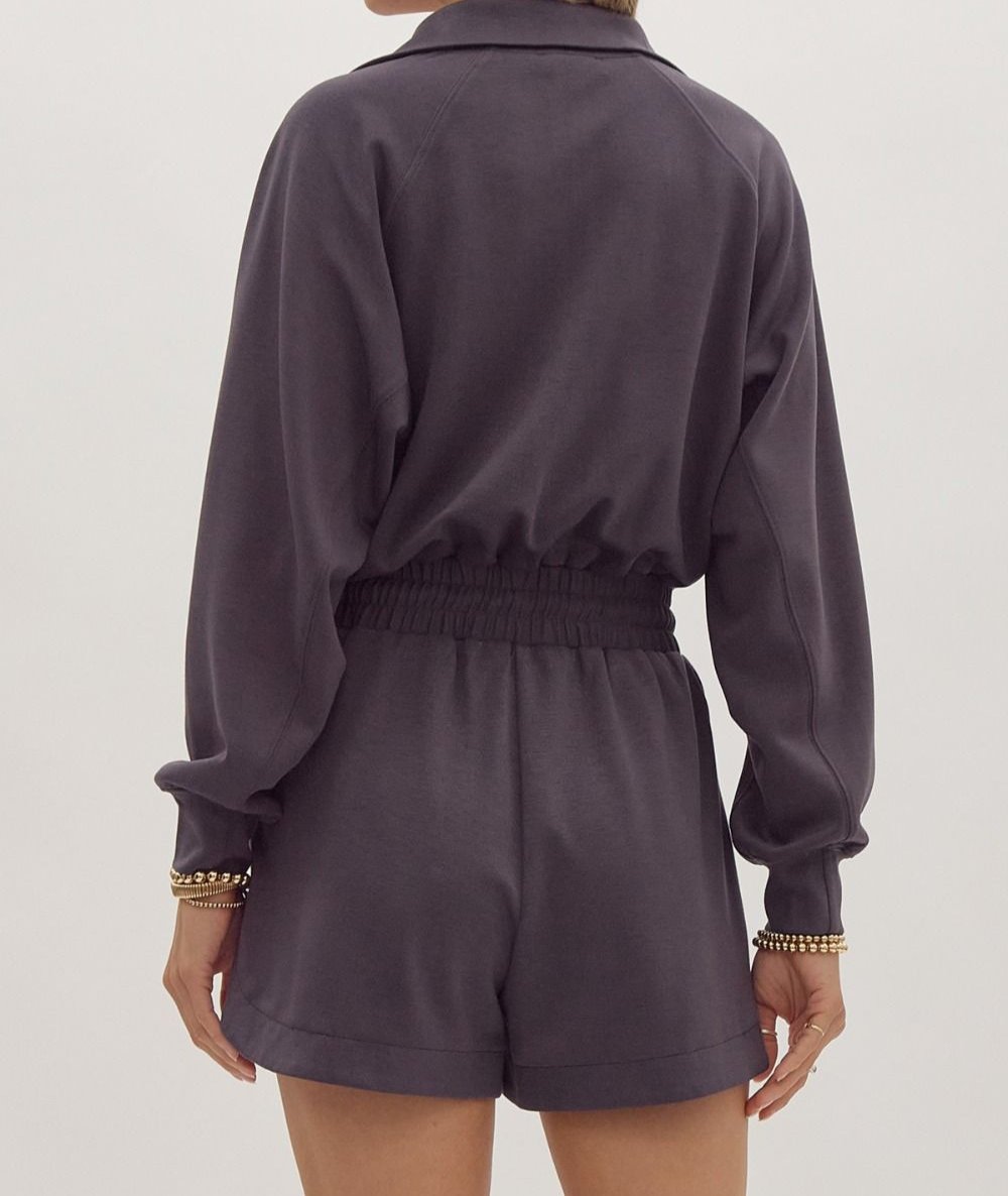 Charcoal Long Sleeve Romper