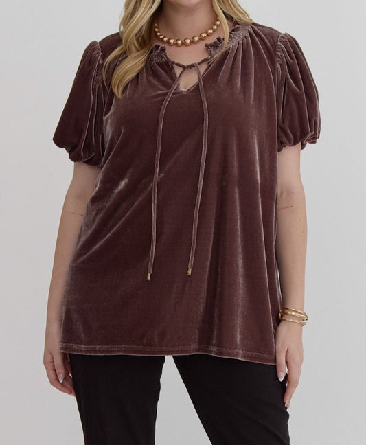 Velvet Short Sleeve Top