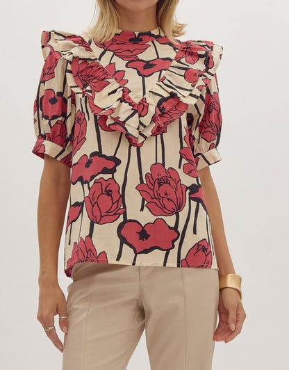 Floral Mock Neck Top