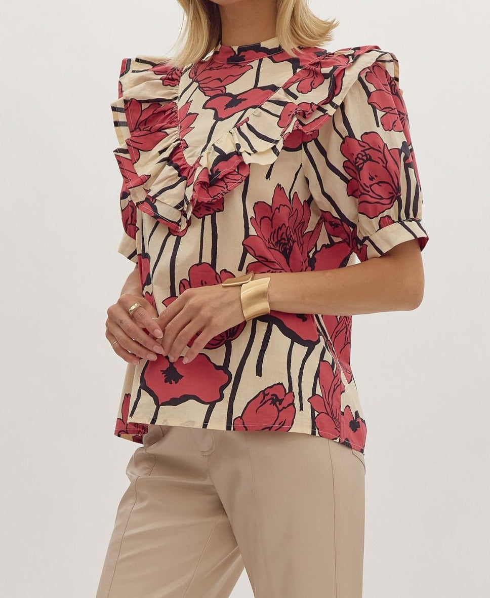 Floral Mock Neck Top