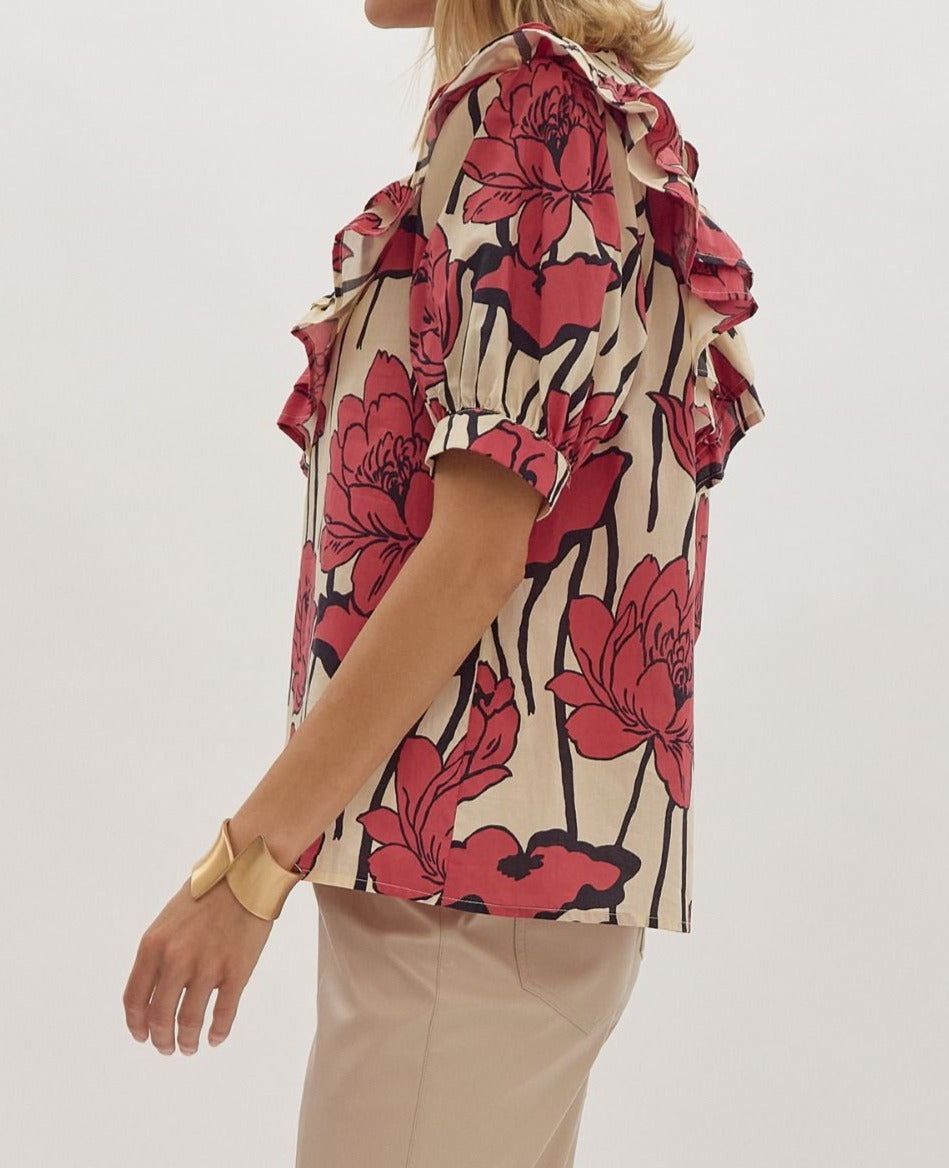 Floral Mock Neck Top