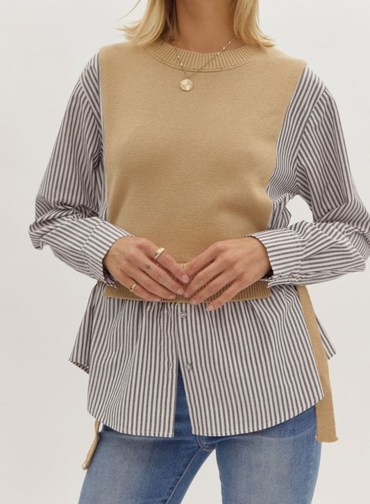 Striped Long Sleeve Sweater Combo
