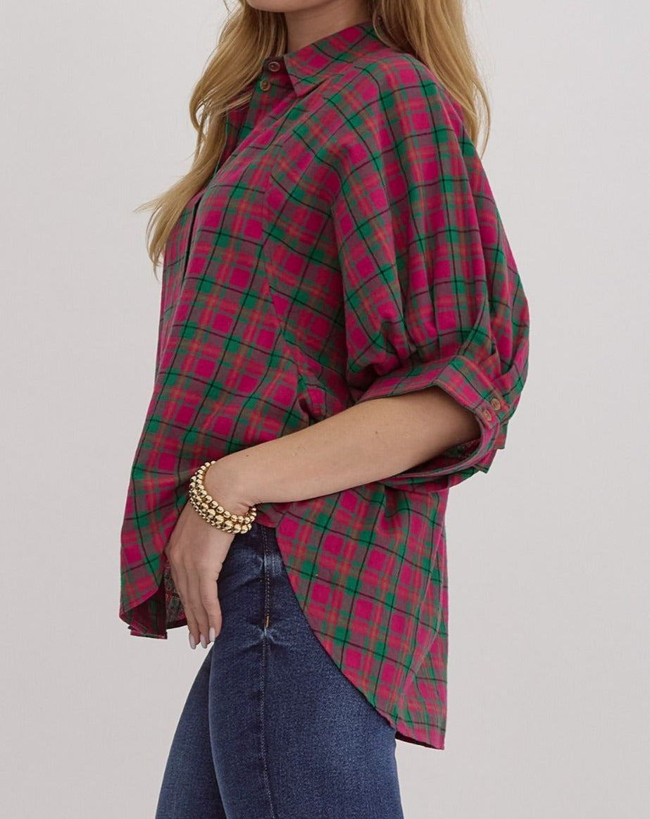 Oversized Plaid Button Down