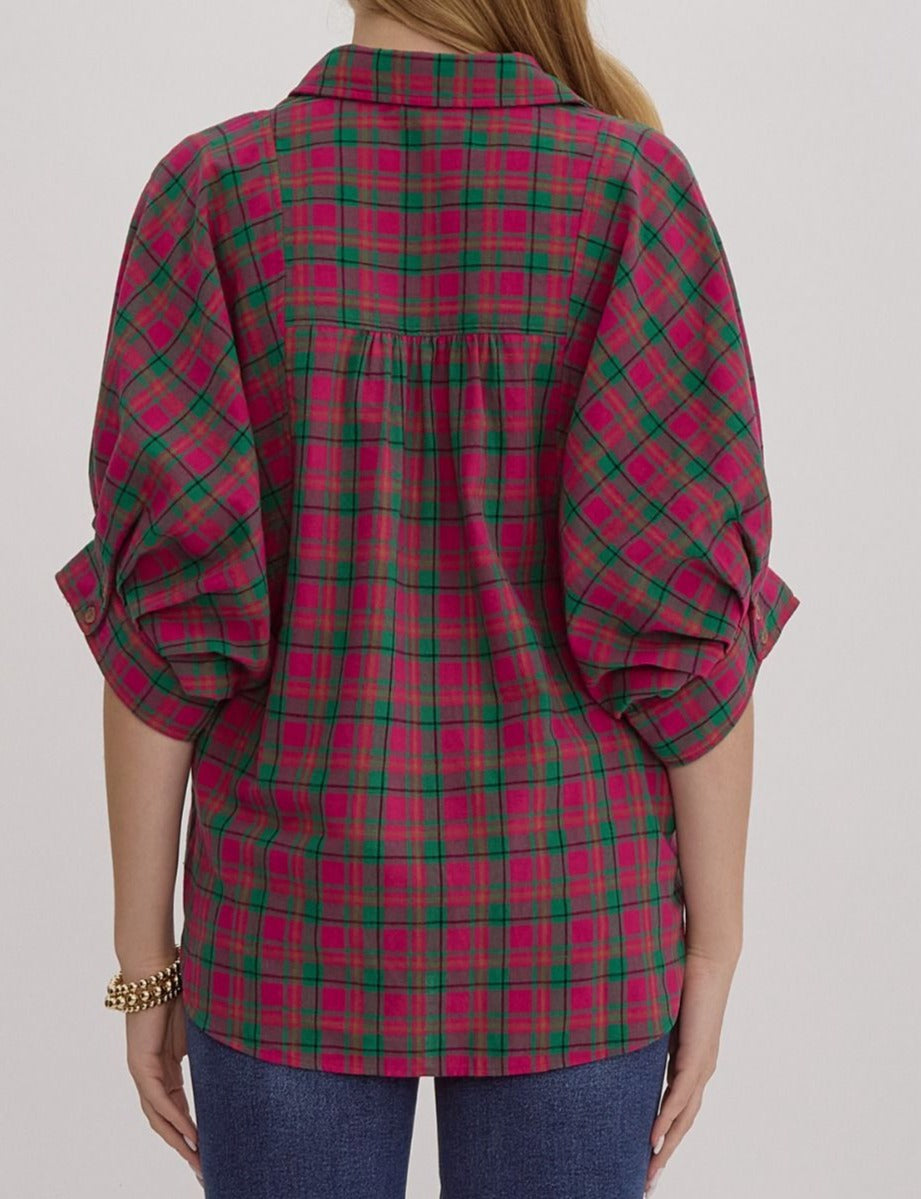 Oversized Plaid Button Down