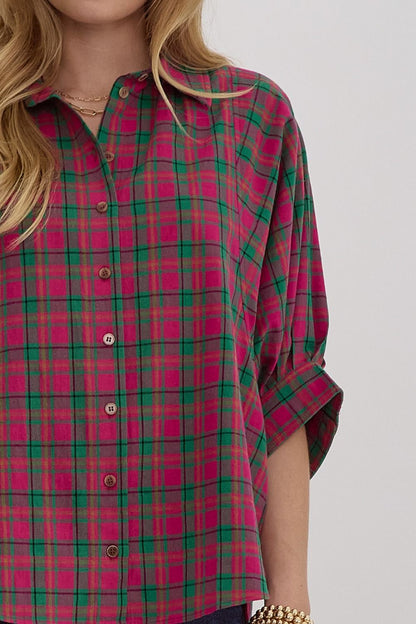 Oversized Plaid Button Down