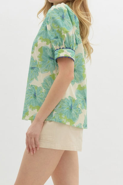 Mint & Green Floral Top