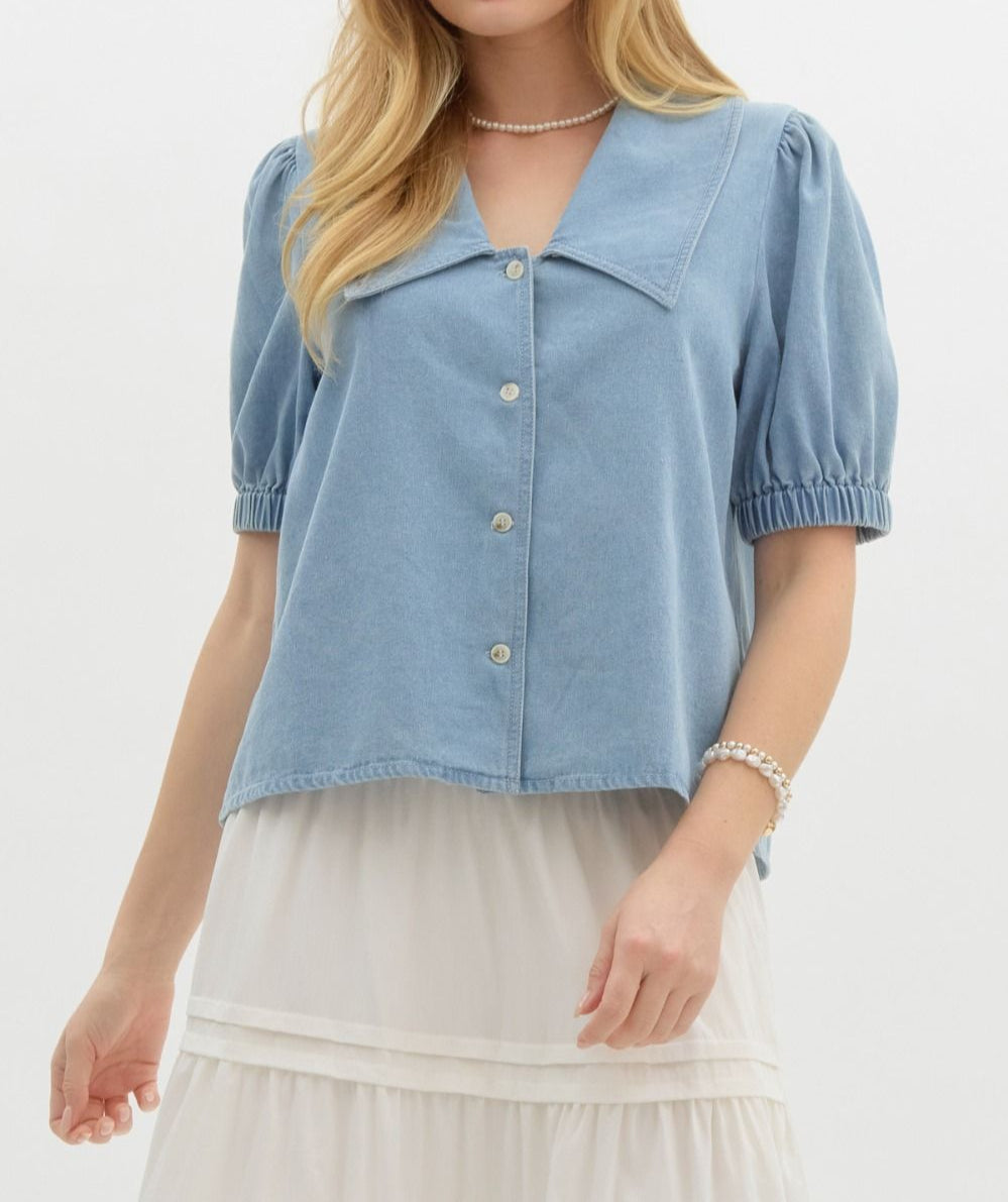 Denim Short Sleeve Top