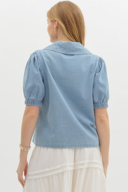 Denim Short Sleeve Top