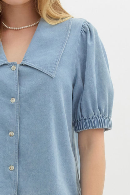 Denim Short Sleeve Top