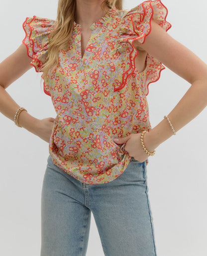 Ditsy Floral Print Top