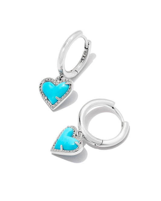 Ari Heart Huggie Earrings in Turquoise Megnesite