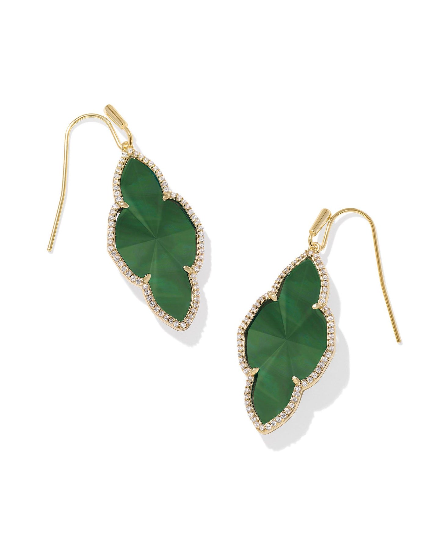 Abbie Gold Pave Frame Drop Earrings