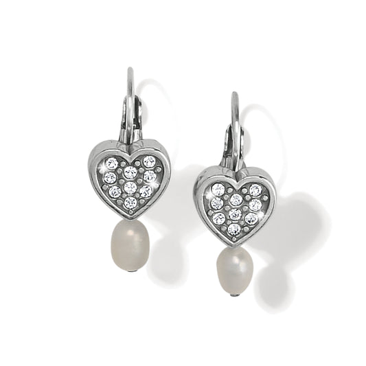 Meridian Zenith Heart Pearl Leverback Earrings - Brazos Avenue Market 