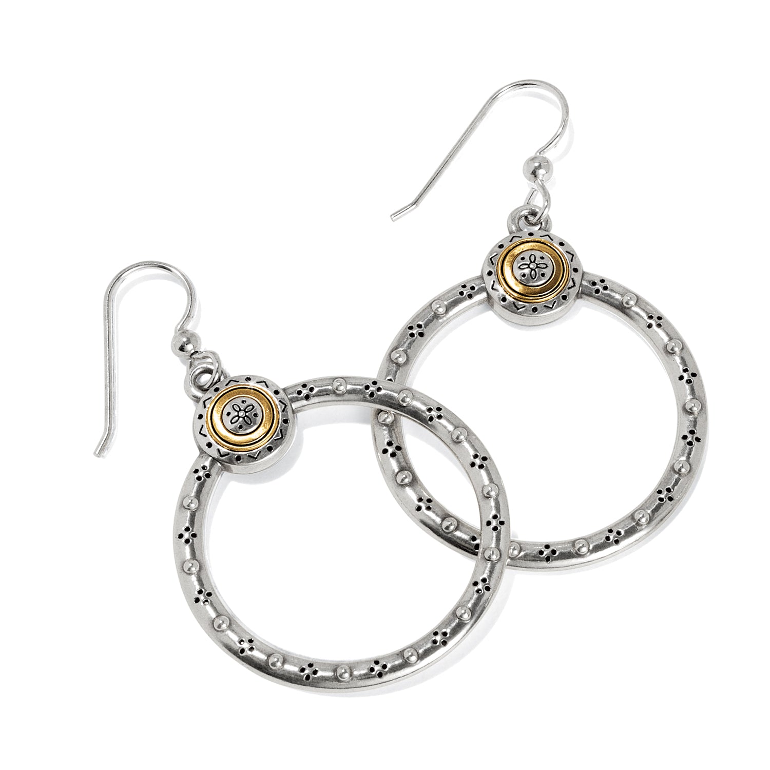 Mosaic Two Tone French Wire Hoop Earrings - Brazos Avenue Market 