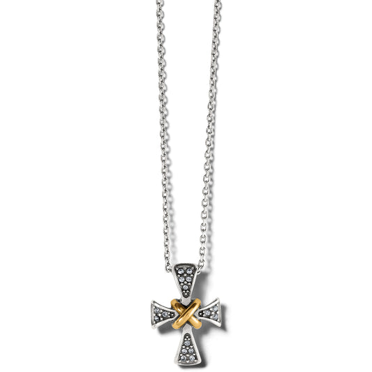Meridian Two Tone Mini Cross Necklace - Brazos Avenue Market 