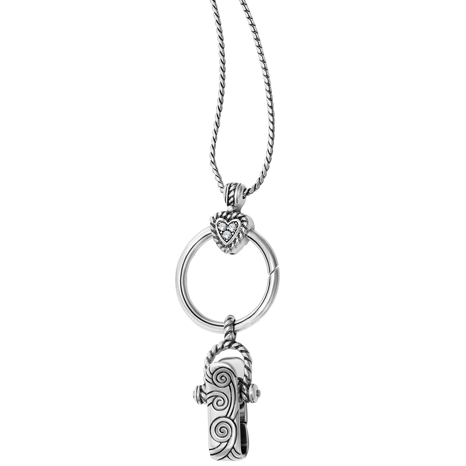 Heart Charm Reversible Badge Clip Necklace - Brazos Avenue Market 