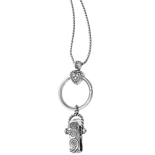 Heart Charm Reversible Badge Clip Necklace - Brazos Avenue Market 