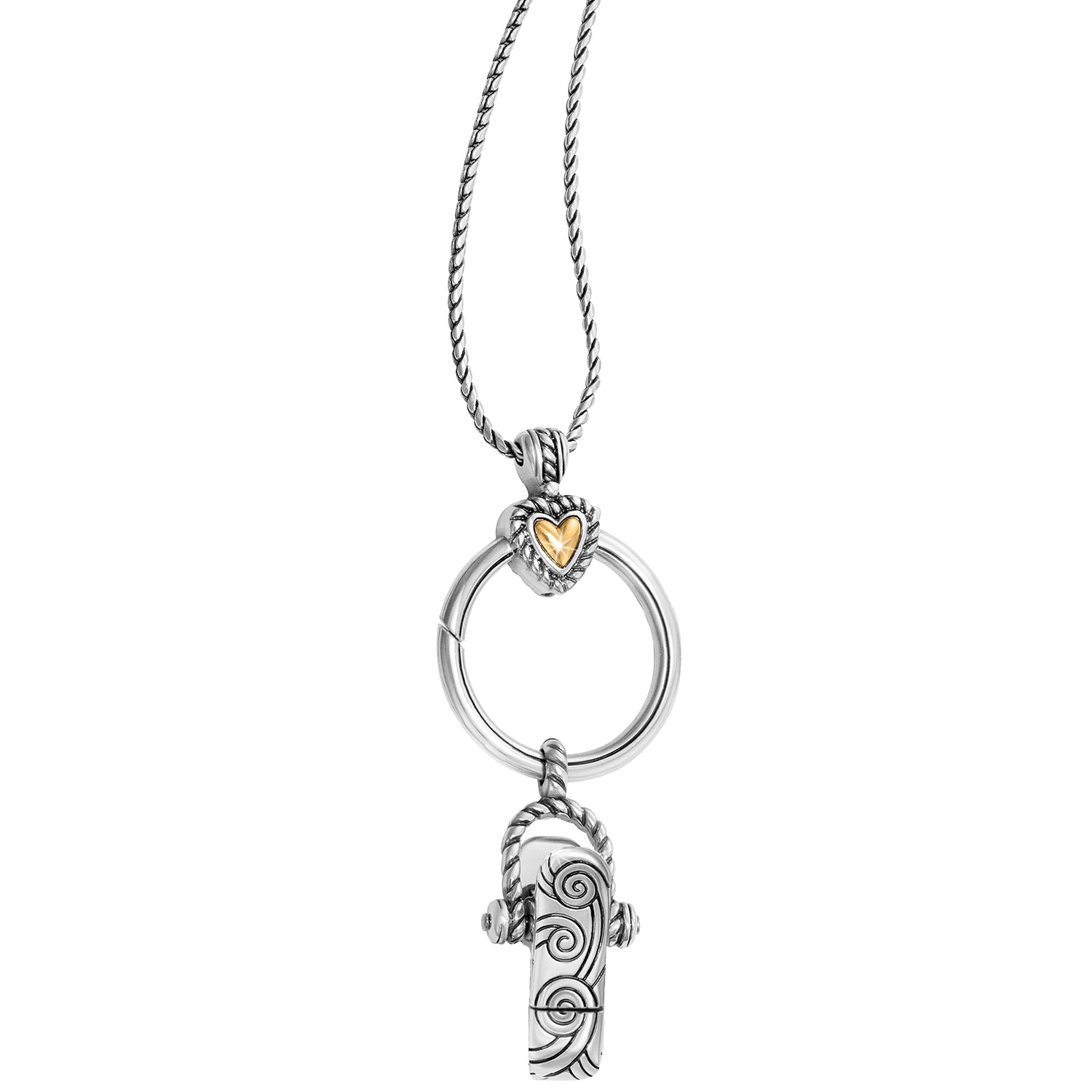 Heart Charm Reversible Badge Clip Necklace - Brazos Avenue Market 