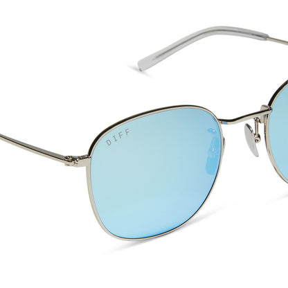 Axel Silver + Turquoise Ice Mirror Sunglasses - Brazos Avenue Market 