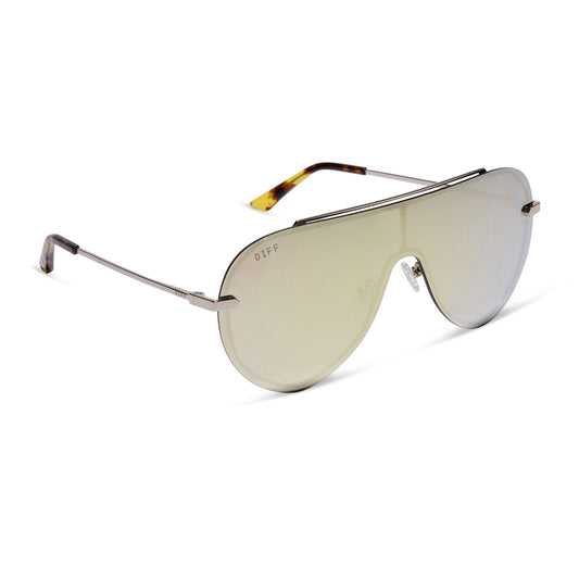 Imani Shield Gold Brilliant Gold Mirror Sunglasses - Brazos Avenue Market 