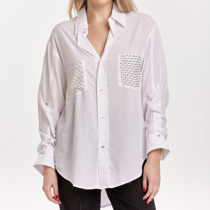 Lola Studded White Button Down