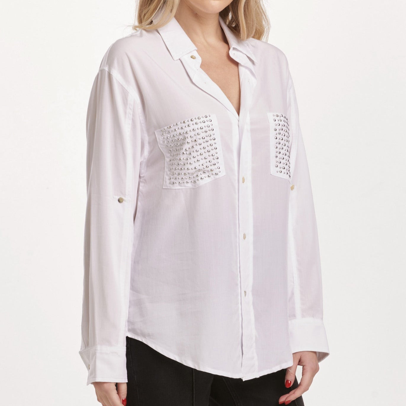 Lola Studded White Button Down