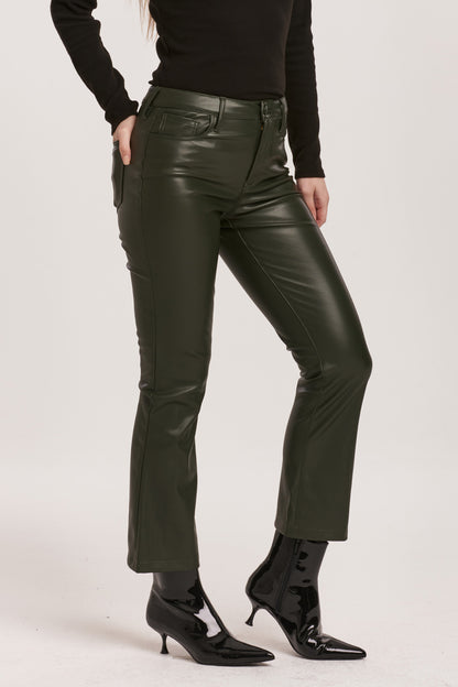 Dear John Jeanne Cropped Pants - Hunter Green Vegan Leather