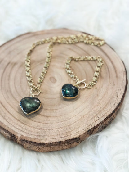 Labradorite Heart Loop Necklace