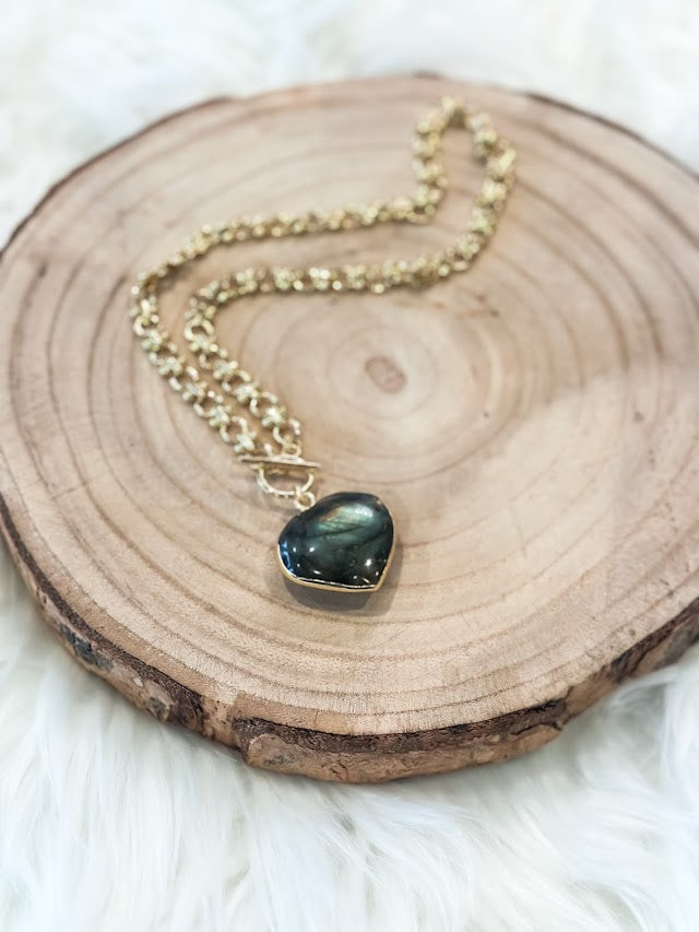 Labradorite Heart Loop Necklace