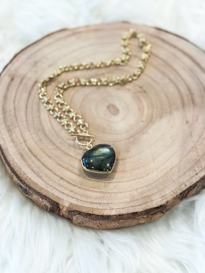 Labradorite Heart Loop Necklace