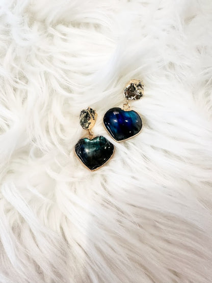 Labrodorite Heart Earrings