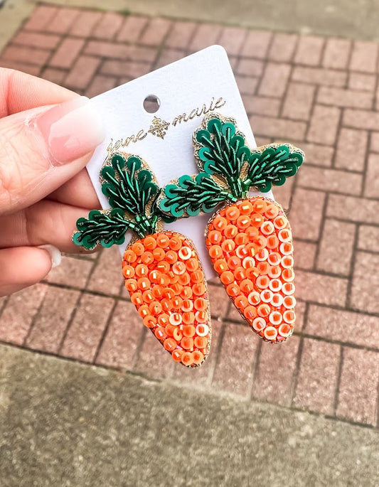 Beaded Carrot Earrings - Brazos Avenue Market 