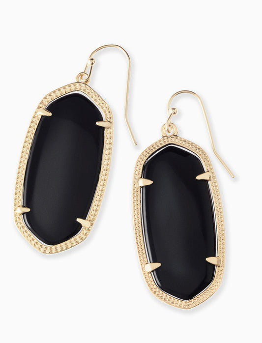 Elle Gold Earrings-Black - Brazos Avenue Market 