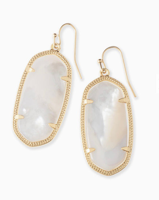 Elle Gold Earrings-Ivory Mother of Pearl - Brazos Avenue Market 