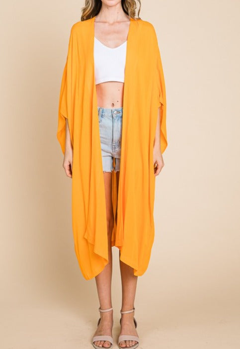 Loose Fit Maxi Kimono Style Solid Cardigan - Plus - Brazos Avenue Market 