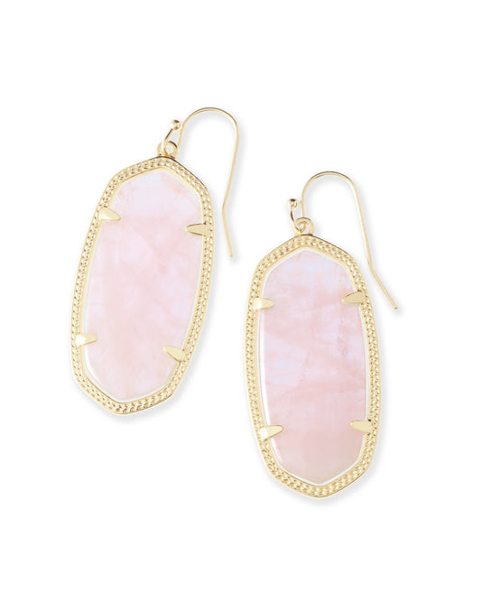 Elle Gold Earrings- Rose Quartz - Brazos Avenue Market 