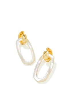 Danielle Link Earrings - Gold Ivory Mother of Pearl - Brazos Avenue Market 