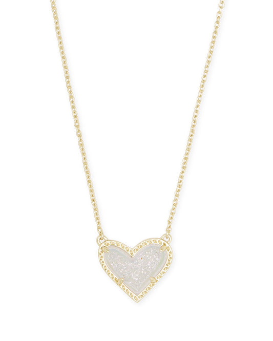 Ari Gold Heart Short Necklace-Iridescent Drusy - Brazos Avenue Market 